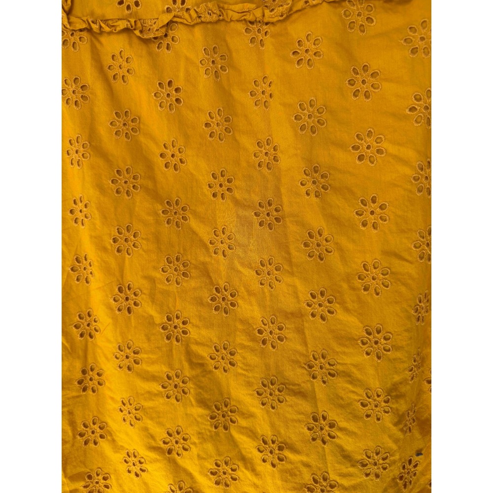 J.Crew Ruffleneck Eyelet Yoke Top Gold Yellow Women's Dainty Feminine Small - Picture 6 of 14